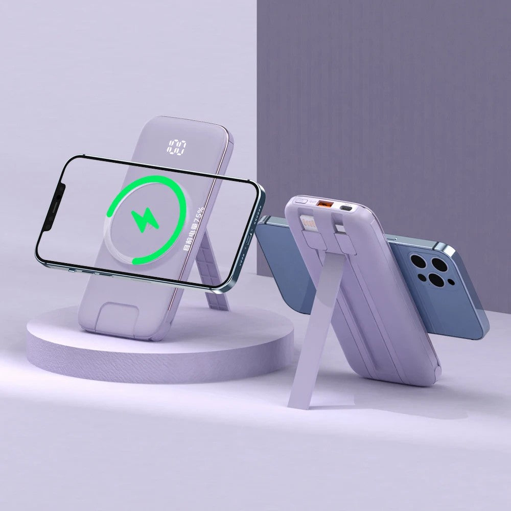 CYKE P3 20000mAh Power Bank Digital Display Built-in 4 Cables Magnetic Phone Wireless Charger CYKE P3 20000mAh Power Bank Digital Display Built-in 4 Cables Magnetic Phone Wireless Charger